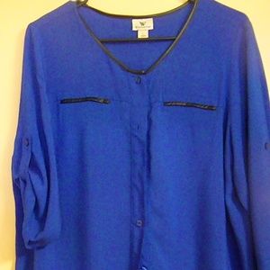 Worthington Ladies Blue 3/4 Sleeve 100% Rayon